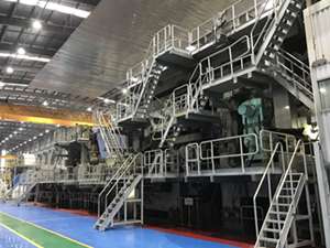 What are the characteristics of the gypsum board covering paper production line
